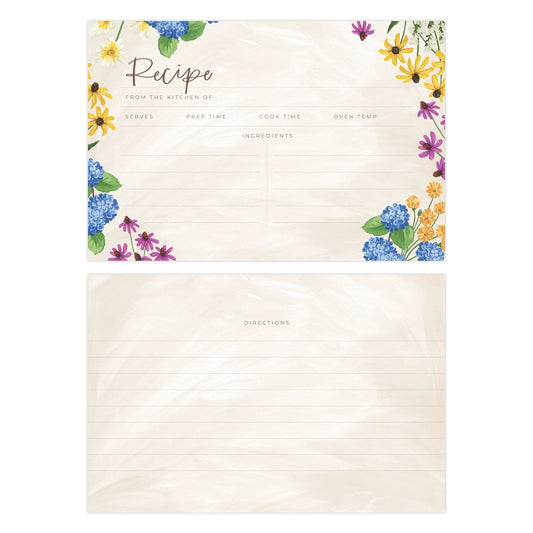 Vintage Blooms Floral Tin Recipe Box with Cards