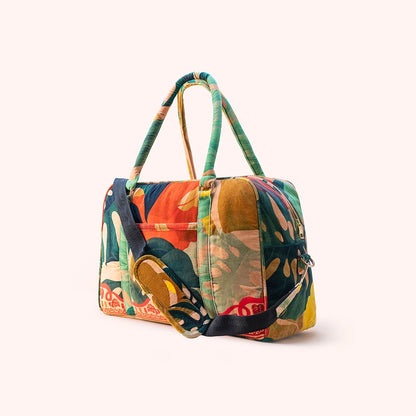 Exotic Leaves Quilted Velvet Weekender Bag