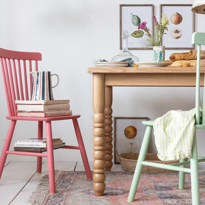 Rubberwood Dining Chair in Pink