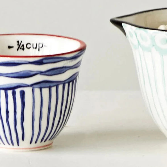 Hand-Stamped Measuring Cups with Stripes