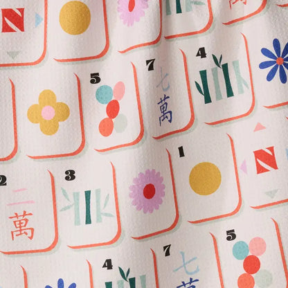 Geometry Tile Toss Tea Towel - Mahjong