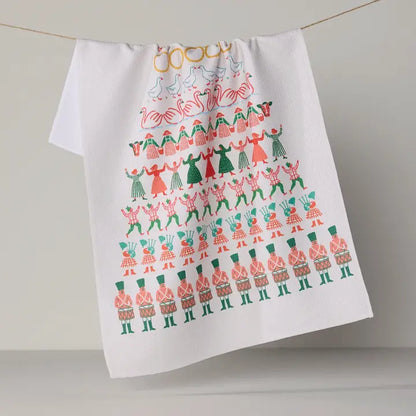 Geometry Counting Christmas Tea Towel