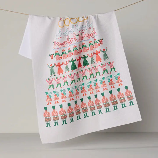 Geometry Counting Christmas Tea Towel