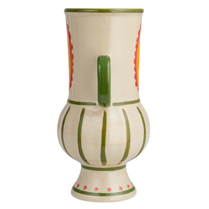 Hand-Painted Stoneware Flower Urn