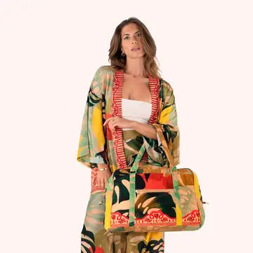 Exotic Leaves Quilted Velvet Weekender Bag