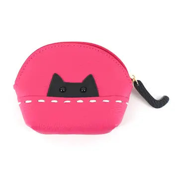 Leather Kitty Coin Purse