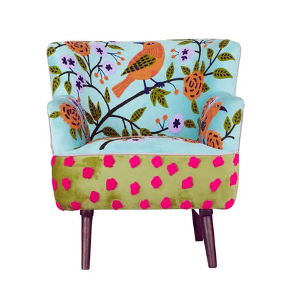 Floral & Birdie Embroidered Chair