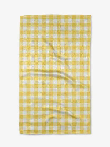 Geometry Lemon Gingham Tea Towel