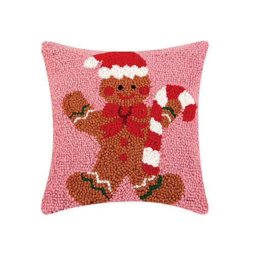 Gingerbread with Candy Cane Hook Pillow