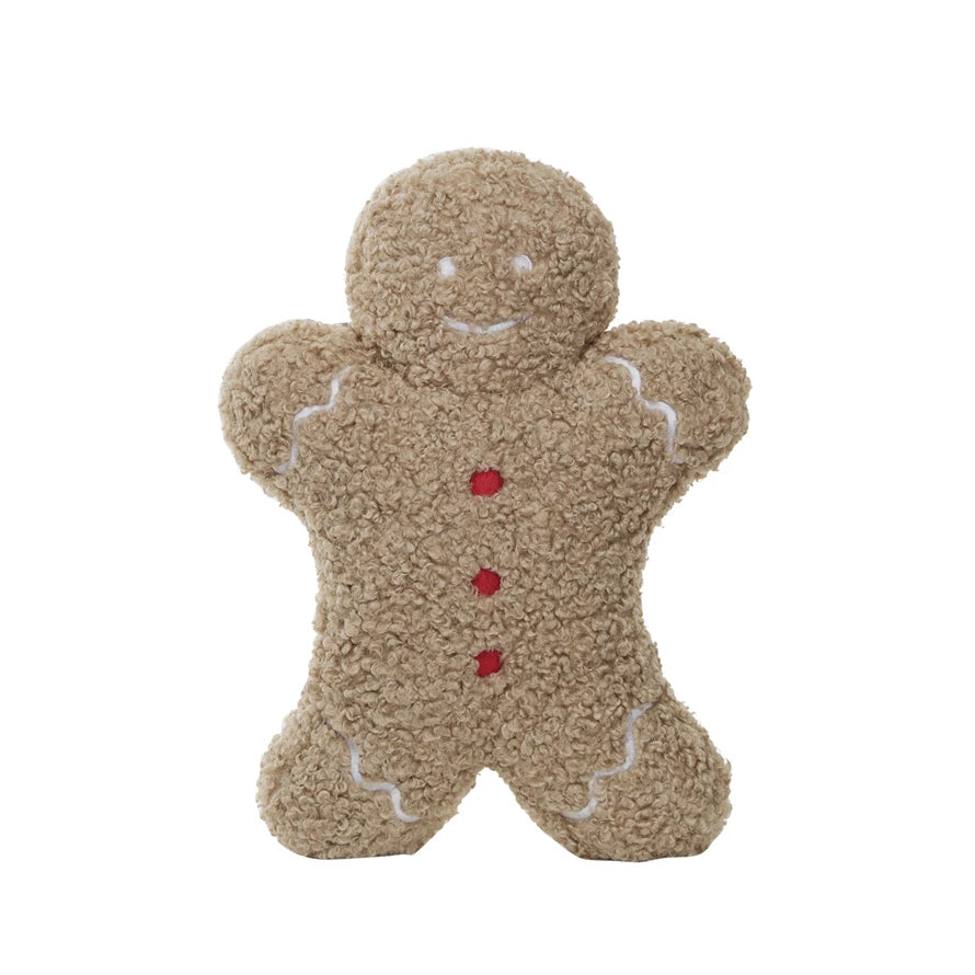 Bouclé Gingerbread Man Shaped Pillow