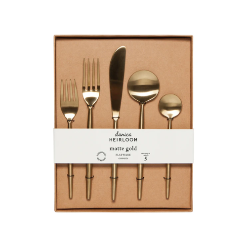 Matte Gold Taper Flatware - Set of 5