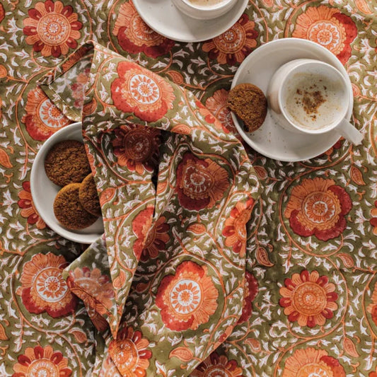 Zinnia Block-Print Napkins - Set of 4