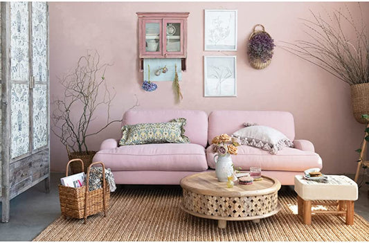 Upholestered cotton pink sofa