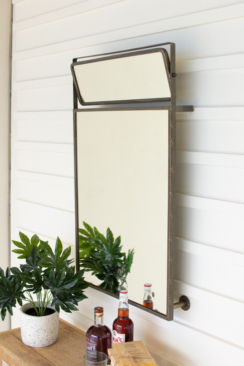 Metal Framed Wall Mirror with Top Rotating Mirror
