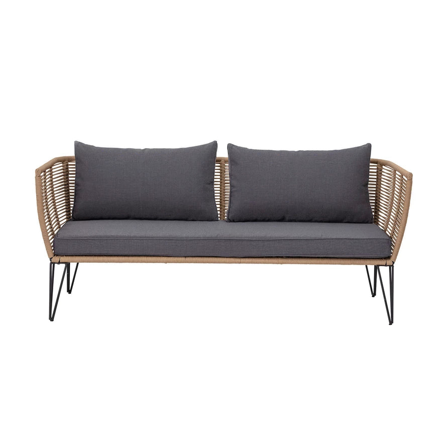 Metal and Woven Nylon Rope Sofa with Cushions