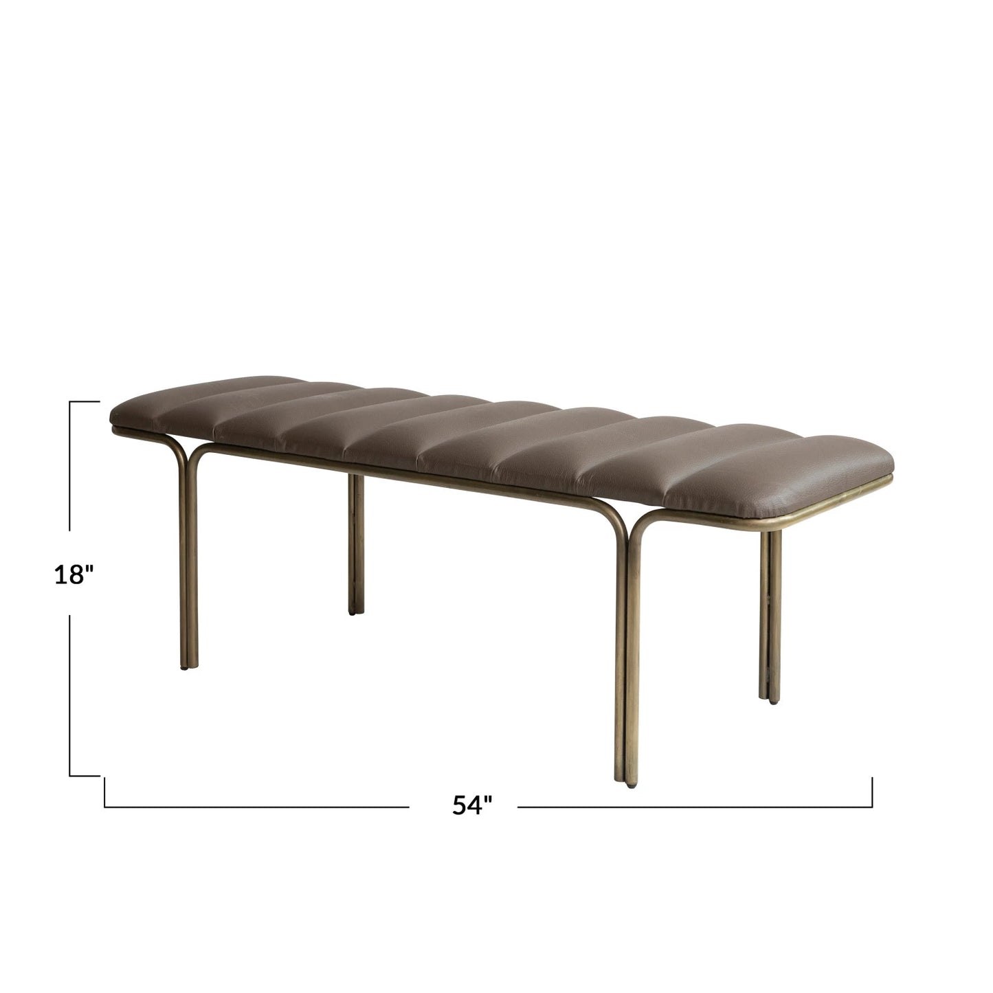 Upholstered Leather Bench w/ Channel Stitch