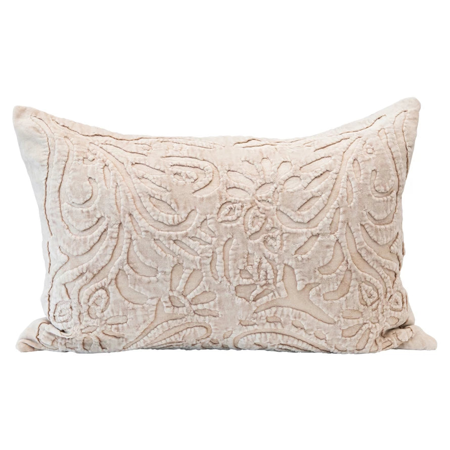 Beautiful Cutwork Cotton Velvet Lumbar Pillow